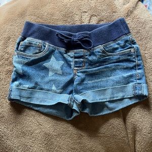 Arizona size 7 girls Jean denim shorts elastic waist flag stars stripes